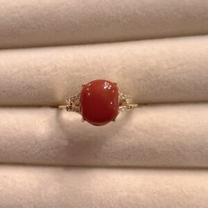 Beautiful Gold and Orange Agate Stone Ring, adjustable size